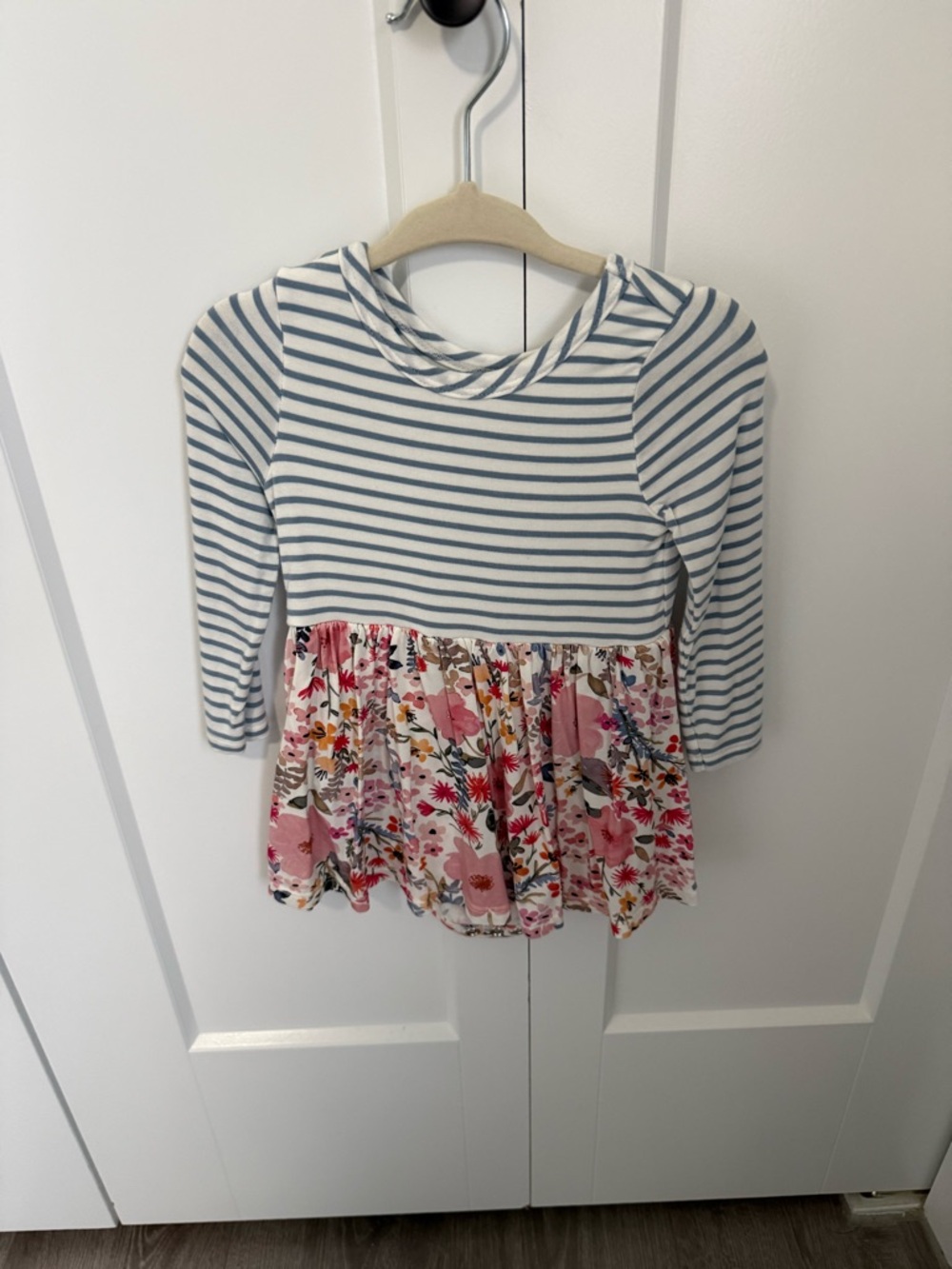 Little Sleepies Mauve Meadow Stripes Skater Dress with Bodysuit 6-12 months
